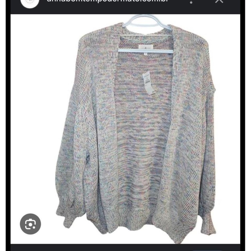 NWT Lou &‎ Grey Sea Blue Heather Speckled Knit Open Front Cardigan Sweater XXL